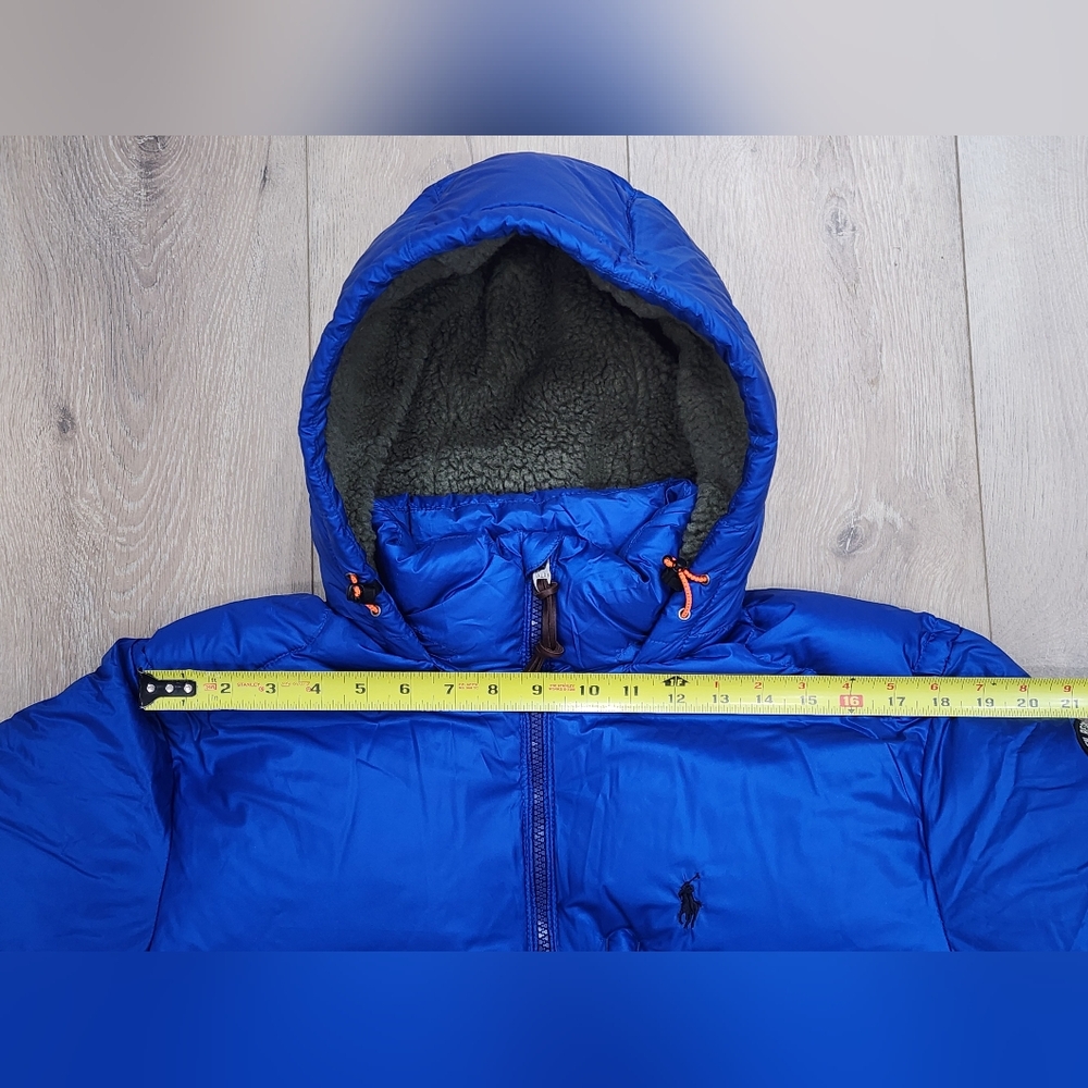 Polo Ralph Lauren Hooded Down Jacket Sportsmen 750 Fill Blue/Camo Sherpa Hood - Picture 9 of 12